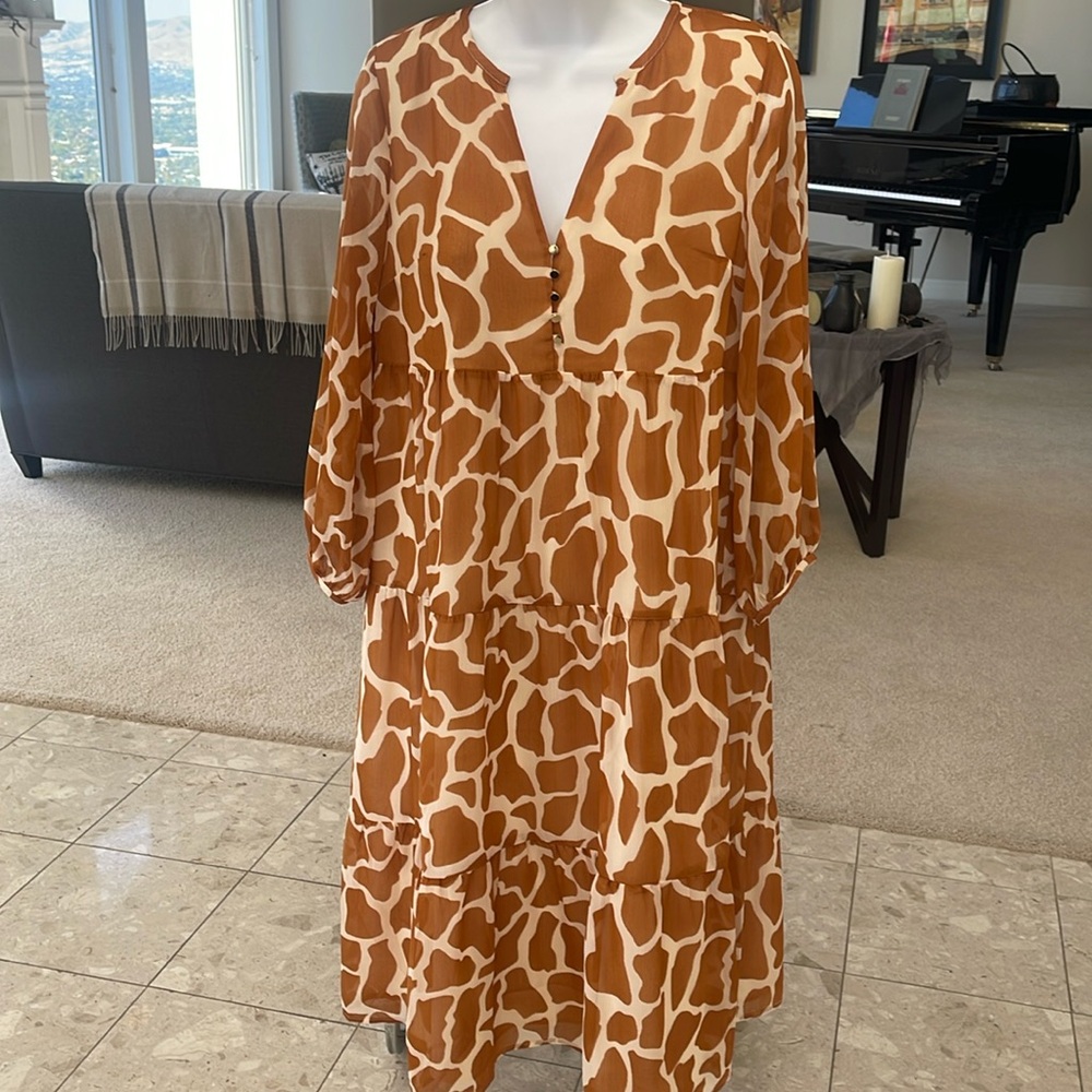 Giraffe print tiered dress